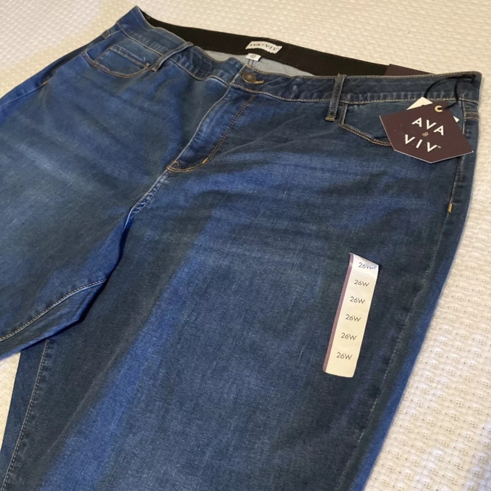 Womens AVA & VIV Medium Wash Skinny Stretch Blue Jeans 26W /R Inseam 30